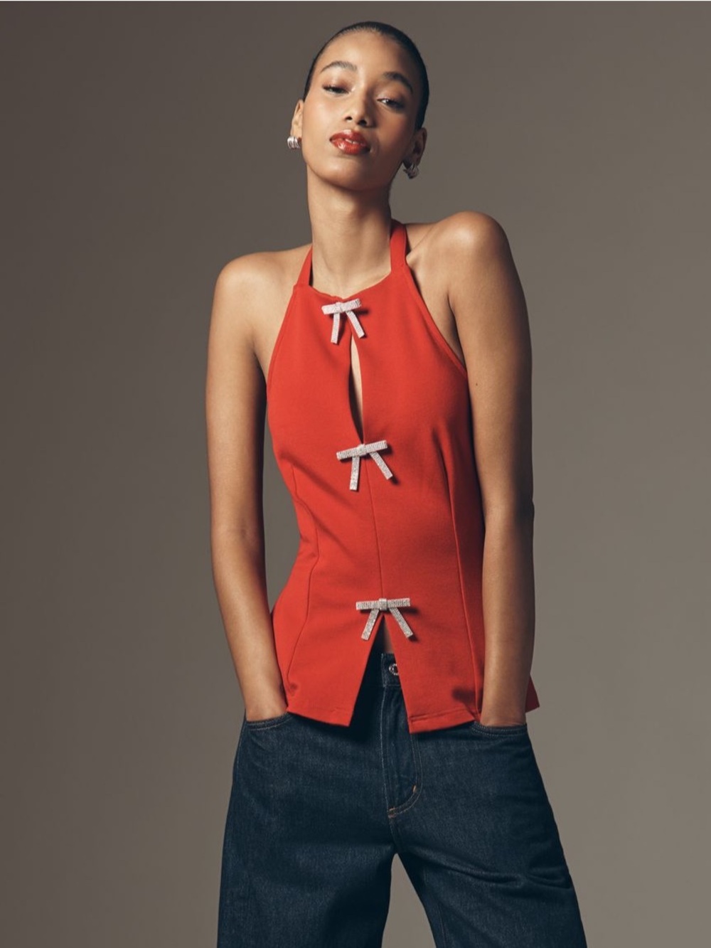 Maeve Bow Embellished Tank Top - Picture 4 of 4